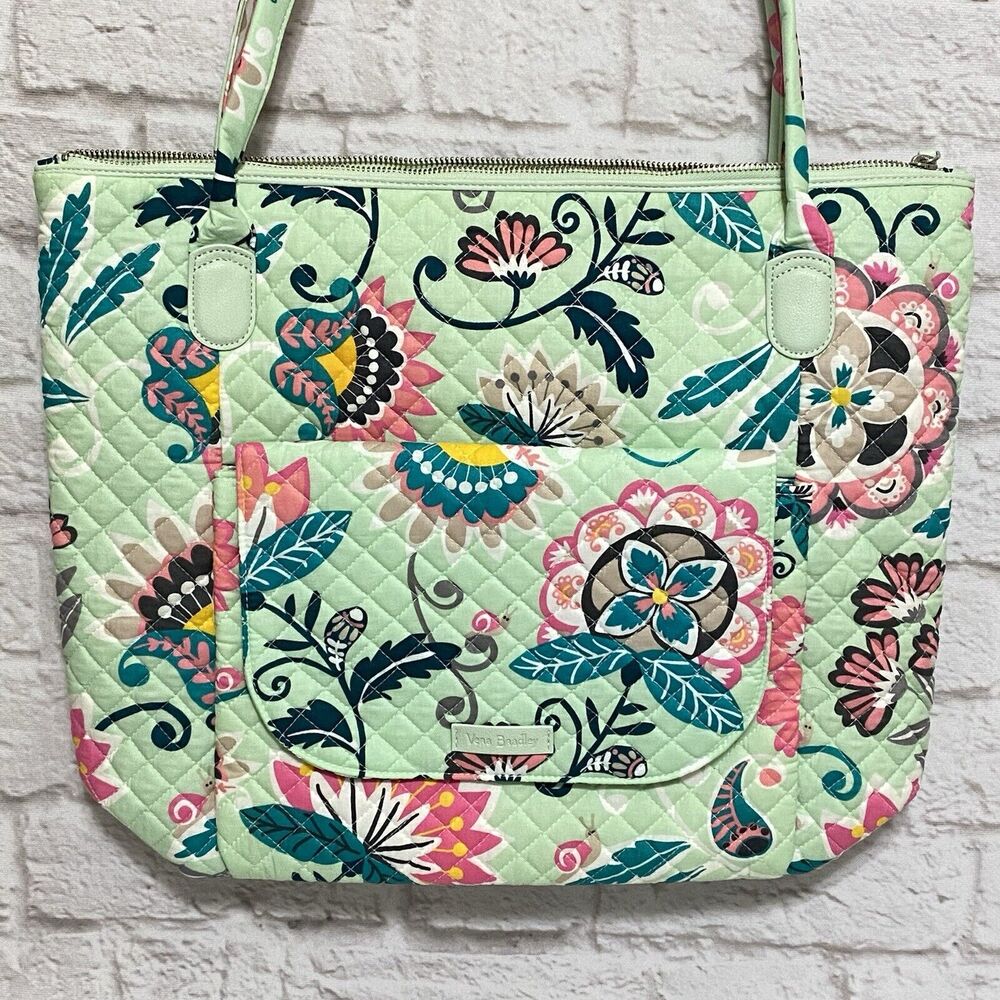 Vera Bradley North South Shoulder Tote Bag Purse in "Mint Flowers" NWT